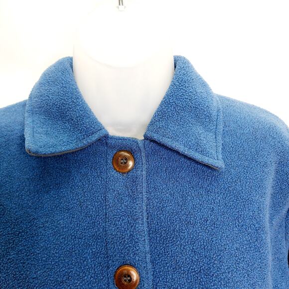 Patagonia Synchilla Blue  Fleece Button Front Cardigan  Jacket- Damaged Buttons - Picture 5 of 15